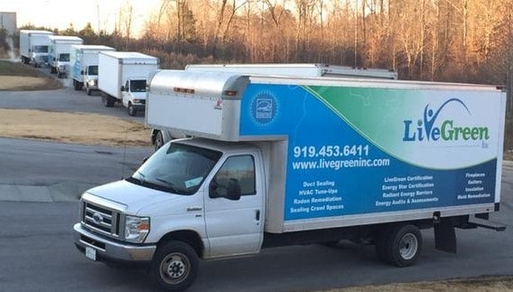 Live Green Inc service truck covering commercial projects across North Carolina